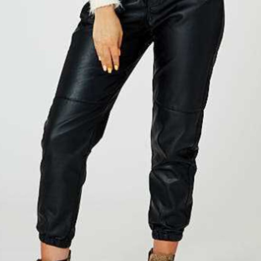 Vegan Leather Altar'd State Joggers Size Small